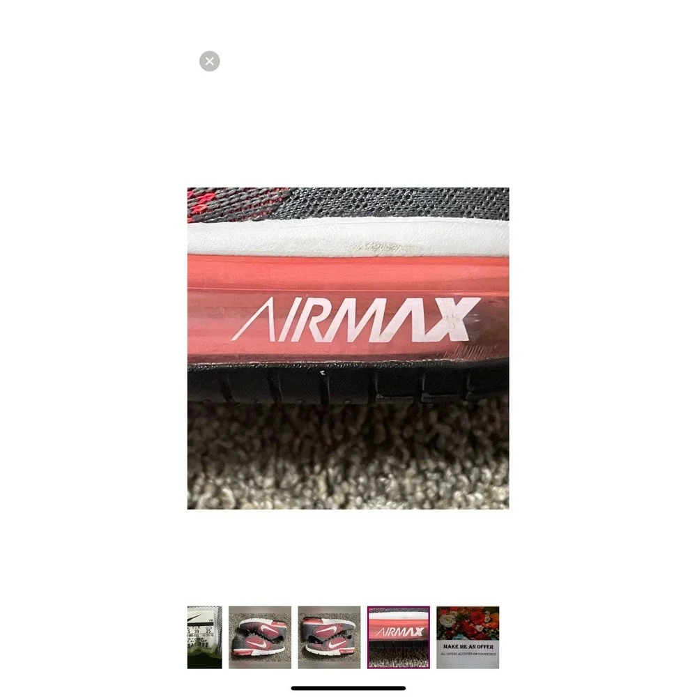 Nike tennis shoes women's pink grey athletic‎ shoe size 8 air max